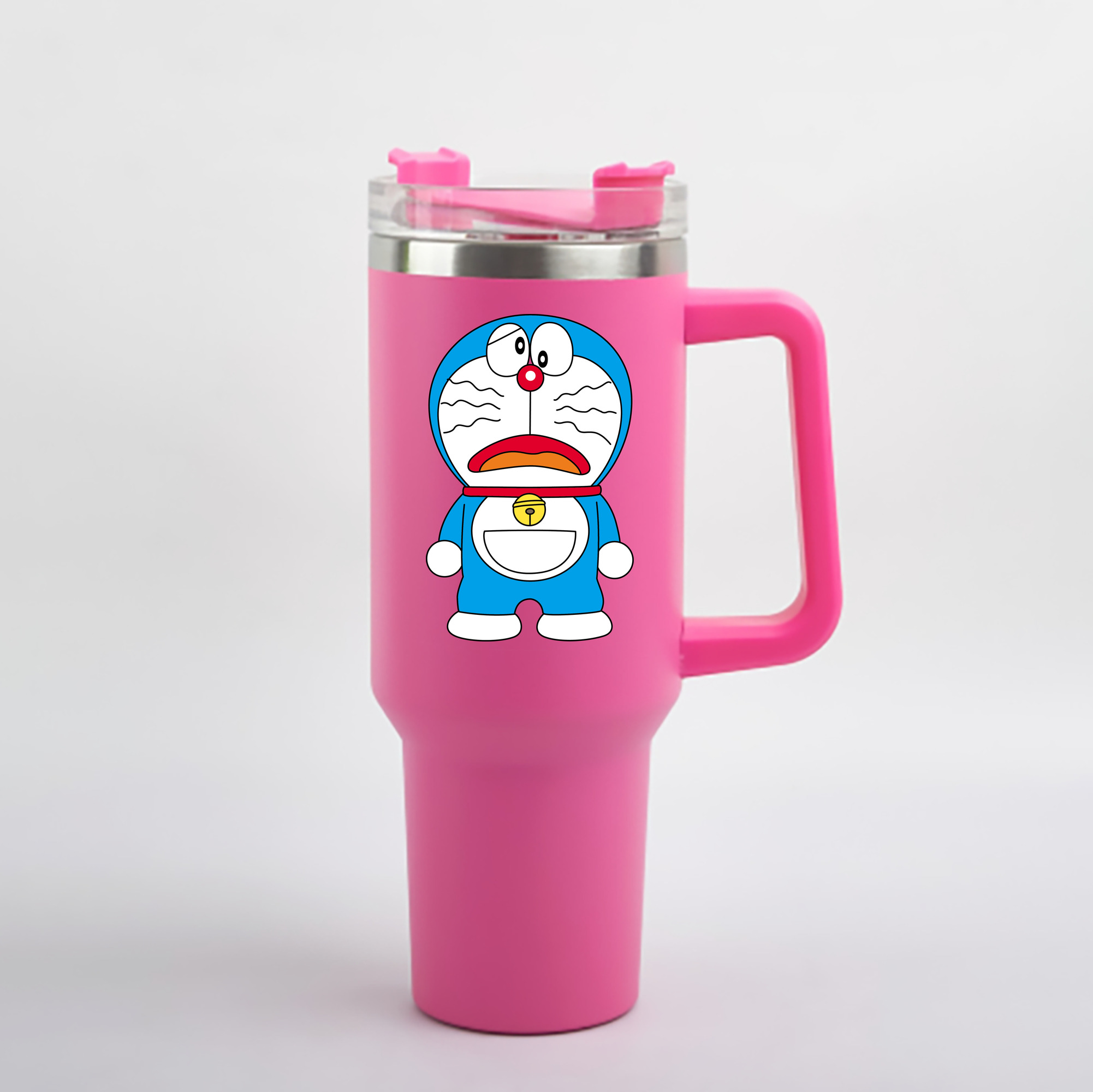 （画像用） ドラえもん Doraemon 1200mL車用タンブラー - クリスタルステッカー（プラスチックストロー付き）